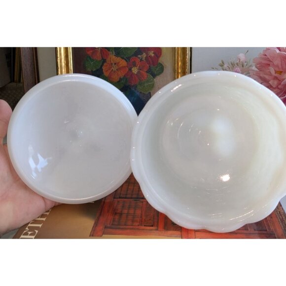 Vintage Milk Glass Pedestal Covered Candy Dish Basket Weave Design 10" Tall Coll - Picture 7 of 9